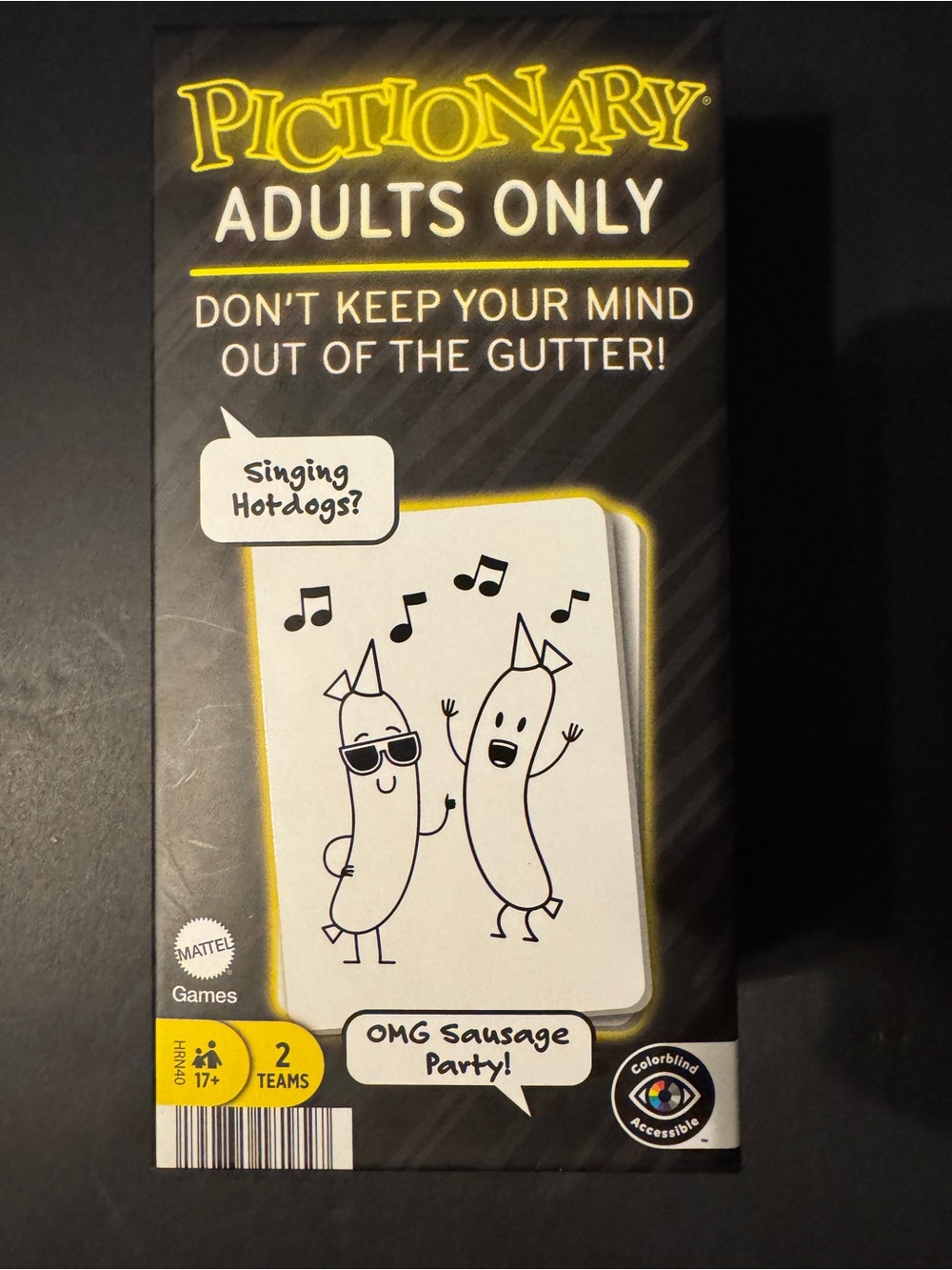 Mattel Pictionary Adults Only - Black and Yellow Accents